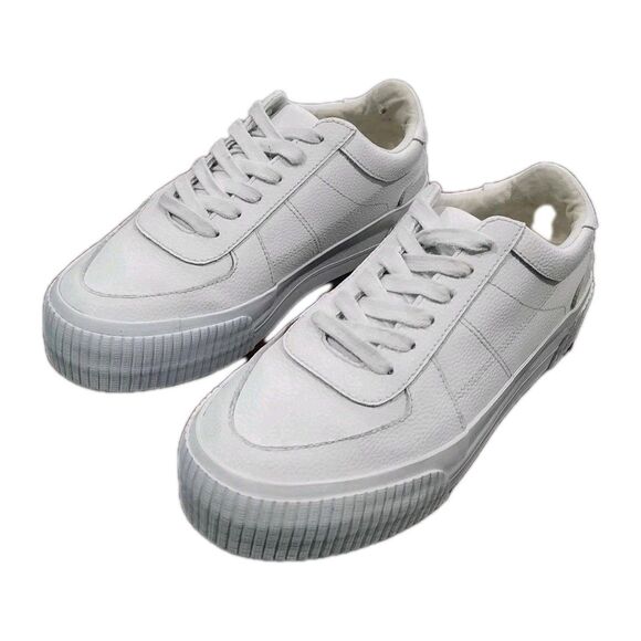 ASOS DESIGN White Duet Flatform Lace-up Leather Chunky SneakersWOMEN Size 6/US - Picture 1 of 10